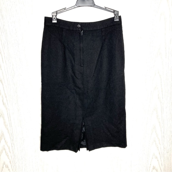 Vintage Black 100% Wool A Line Skirt - Picture 2 of 6